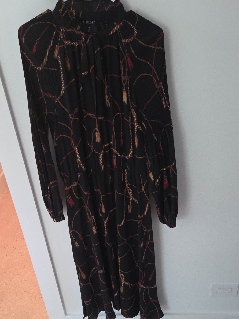 Lauren Ralph Lauren Black Long-Sleeve Midi Dress - Size 12